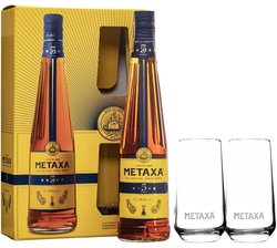 Metaxa 5 * „ Classic stars ” 2glass pack Greek wine brandy 38% vol.    0.70 l