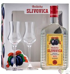 Slivovice  Bock exclusive  2glass set Old Herold distillery 52% vol.   0.70 l