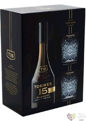 Brandy de Catalunya „ Reserva privada ” aged 15 years glass set Miguel Torres 38% vol.  0.70 l
