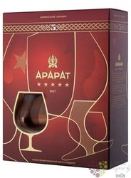 Ararat „ Five stars ” aged 5 years 1glass set Armenian brandy 40% vol.  0.70 l