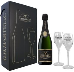 G.H.Martel &amp; Co  Prestige  glass set brut Champagne Aoc  0.75 l