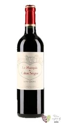 Marquis de Calon Sgur 2018 Saint Estephe 2nd wine Chateau Calon Sgur  0.75 l