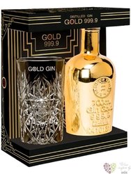 Gold 999.9 glass set small batch French gin 40% vol.  0.70 l