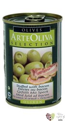 Španělské olivy „ ArteOliva Seleccion ” zelené plněné slaninou v plechovce Aceitunas Cazorla   300 g
