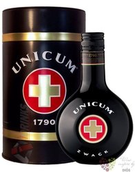 Unicum metal box Hungarian herbal liqueur by Zwack 40% vol.  0.70 l