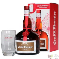 Grand Marnier „ Cordon Rouge ” glass pack French orange &amp; cognac liqueur 40% vol.  1.00 l