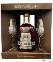 Quorhum „ 30 anniversary ” glass set aged Dominican rum 40% vol.  0.70 l