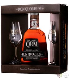 Quorhum  Solera 30 anni. Cask Strength  glass set aged Dominican rum 50% vol.  0.70 l