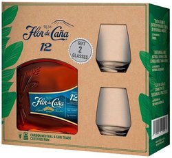 Rum Flor de Cana 12 + 2sklo  gB 40%0.70l