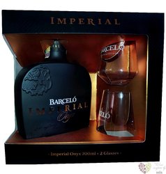 Barcelo „ Imperial Onyx ” glass set aged Dominican rum 38% vol.  0.70 l