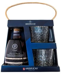 Arehucas  Aejo Reserva especial  glass set aged 18 years Canarian rum 40%  0.70 l