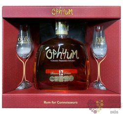 Oliver &amp; Oliver  Ophyum 12 aos  2glass set Dominican rum 40% vol.  0.70 l