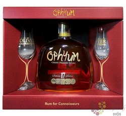 Oliver &amp; Oliver  Ophyum 17 aos  2glass set Dominican rum 40% vol.  0.70 l