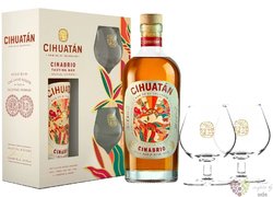 Cihuatán „ Cinabrio ” aged 12 years Glass set el Salvador rum 40% vol.  0.70 l