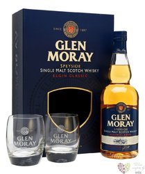 Glen Moray  Elgin classic Chardonnay cask  glass set Speyside whisky 40% vol.0.70 l