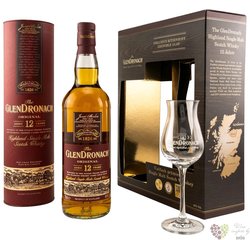 GlenDronach „ Original ” aged 12 years glass set single malt Highland whisky 43% vol.  0.70 l