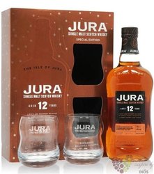 Jura aged 12 years glass set Jura Island whisky 40%vol.  0.70 l