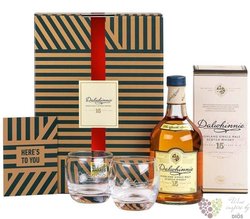 Dalwhinnie 15 years old glass set Highland whisky 43% vol.  0.70 l