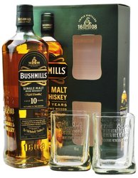 Bushmills  Two woods  glass set aged 10 years single malt Irish whiskey 40% vol.  0.70 l